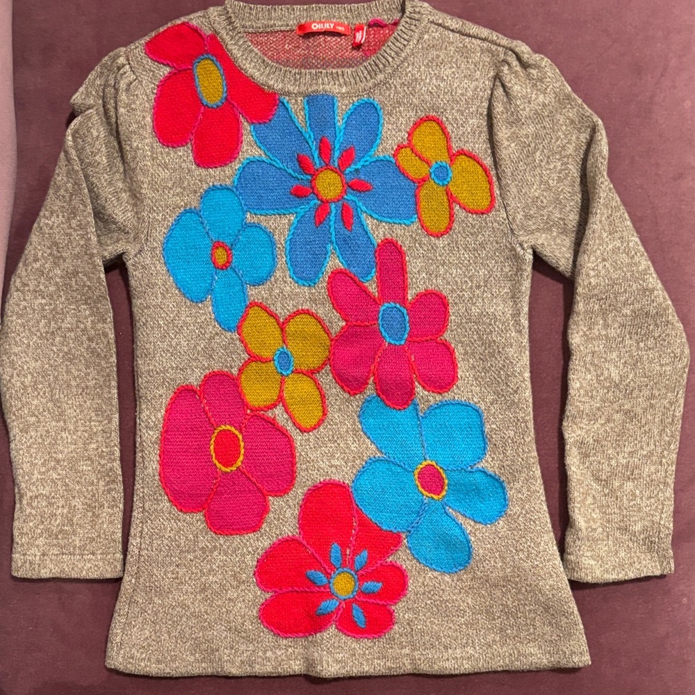 Oilily Girls Floral Sweater Wool/Cotton blend